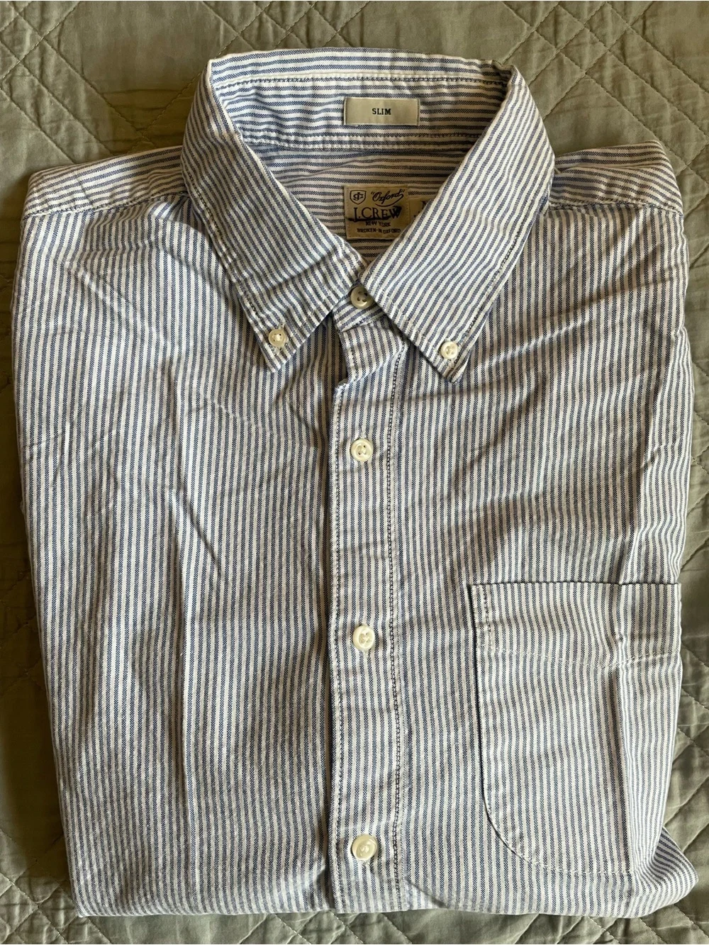 J. Crew Slim Fit Broken-in organic cotton oxford shirt in Blue Size M $98 BG421